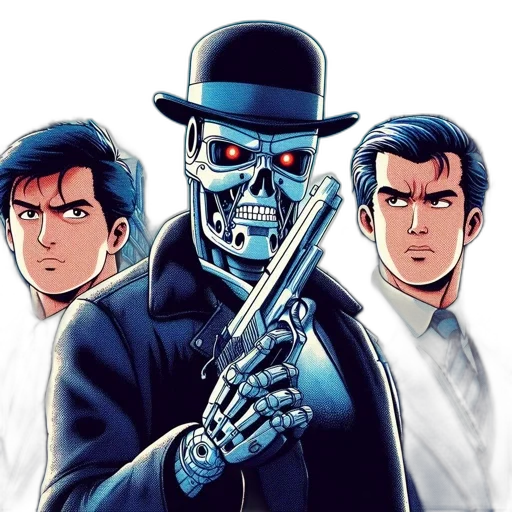 comic book art, concept art, cartoon, three transparent PNG cut-out