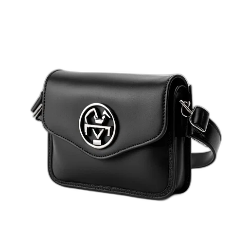 black, leather, belt, bag transparent PNG cut-out
