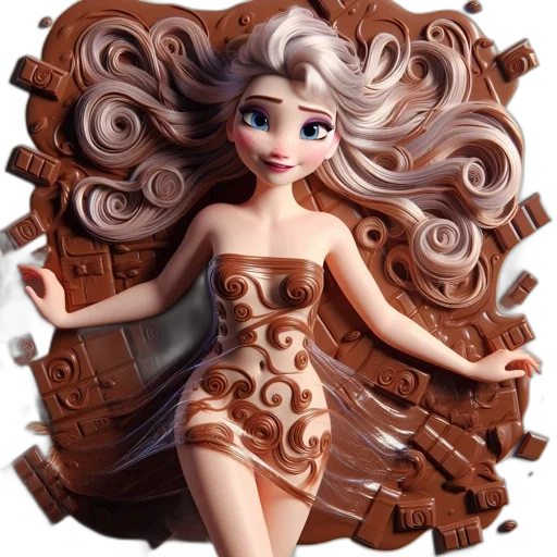 hair, dress, 3d render, fantasy art transparent PNG cut-out