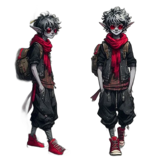 mask, jacket, creature, staff transparent PNG cut-out