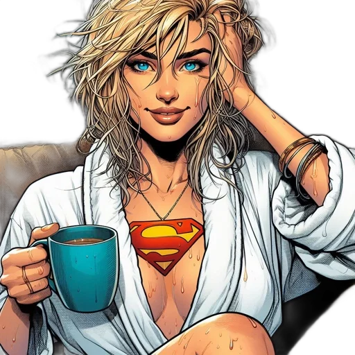 comic book art, cartoon, concept art, blonde transparent PNG cut-out