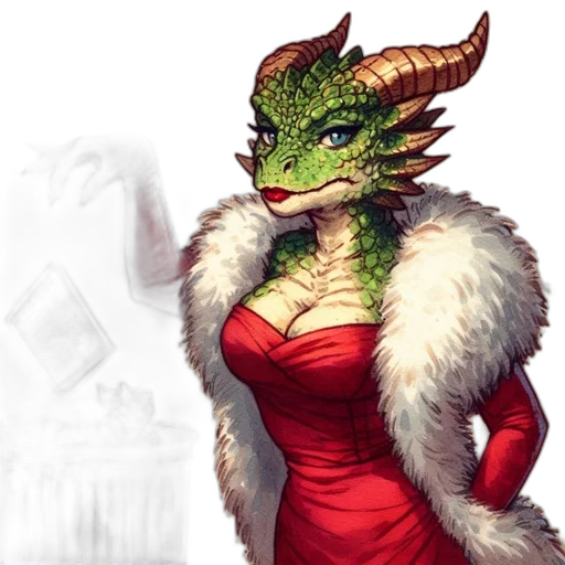 dragon, dress, staff, fantasy art transparent PNG cut-out