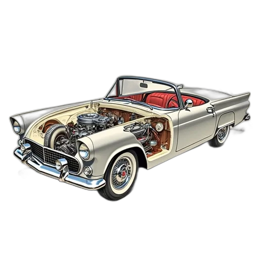 car, photorealistic, 1956, ford transparent PNG cut-out