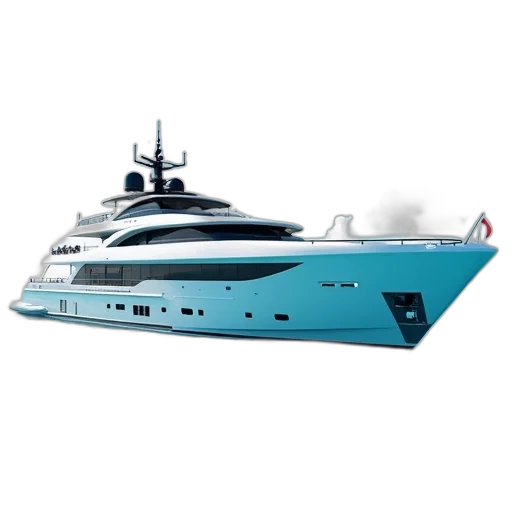 3d render, modern, white, yacht transparent PNG cut-out