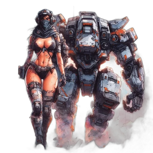 robot, weapon, concept art, cyberpunk transparent PNG cut-out