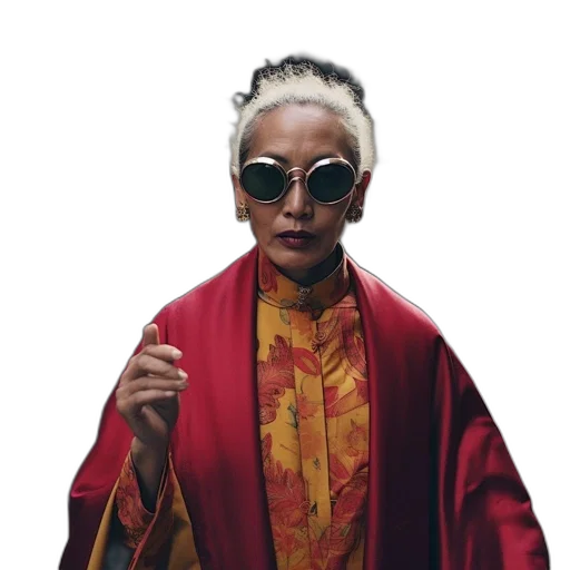 jacket, staff, face, jewelry transparent PNG cut-out