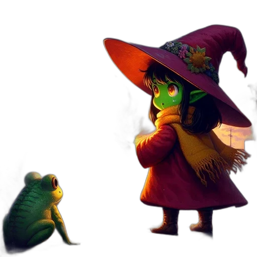 hat, creature, staff, dress transparent PNG cut-out