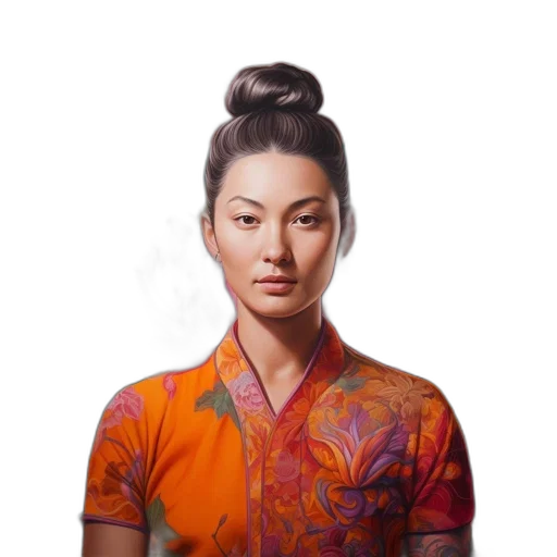 dress, face, jacket, staff transparent PNG cut-out