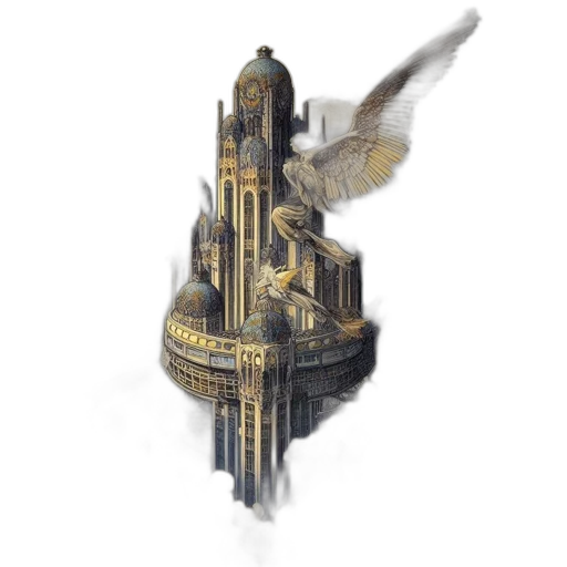 dragon, building, crown, weapon transparent PNG cut-out