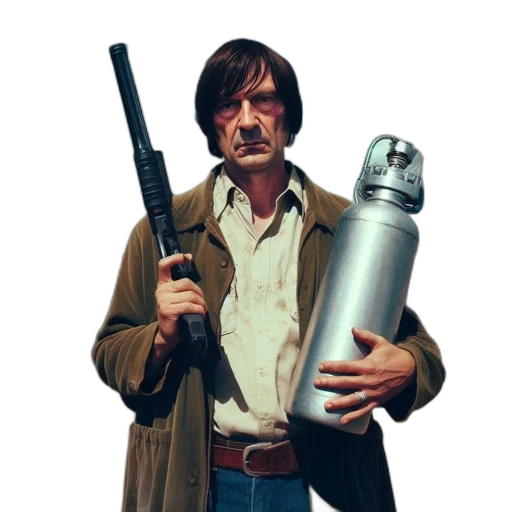 weapon, staff, jacket, robot transparent PNG cut-out