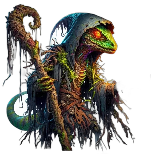 creature, dragon, staff, animal transparent PNG cut-out