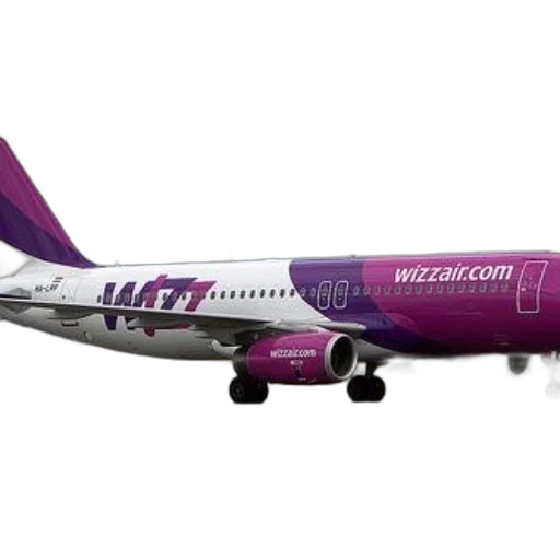wizz, air, airplane, purple transparent PNG cut-out