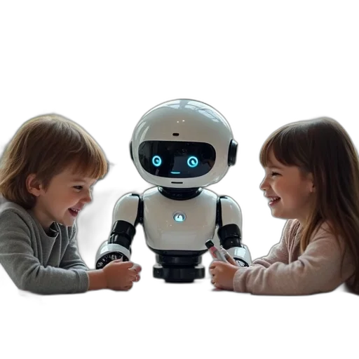 robot, 3d render, smiling, children transparent PNG cut-out