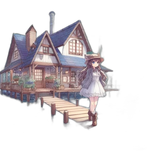 building, dress, hat, concept art transparent PNG cut-out