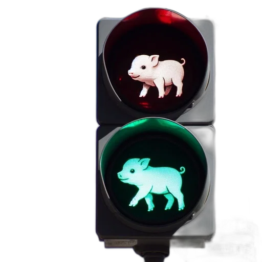 neon lights, traffic, signal, pig-themed transparent PNG cut-out