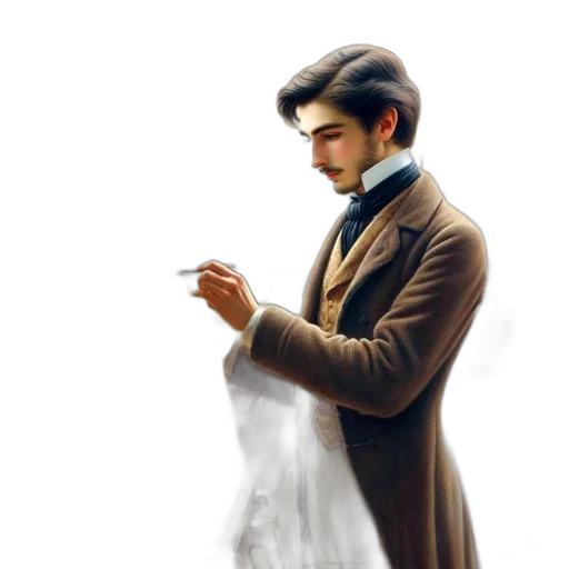 jacket, staff, face, concept art transparent PNG cut-out