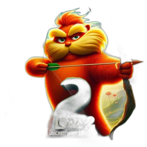 3d render, concept art, photorealistic, lorax transparent PNG cut-out
