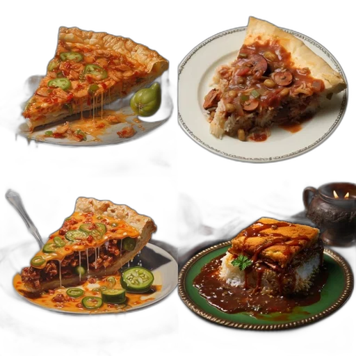 food, four, photographs, feature transparent PNG cut-out