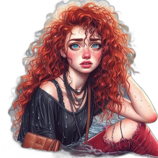 face, hair, fantasy art, watercolor transparent PNG cut-out
