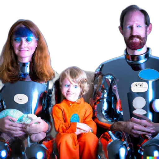 robot, outer space, three, occupants transparent PNG cut-out