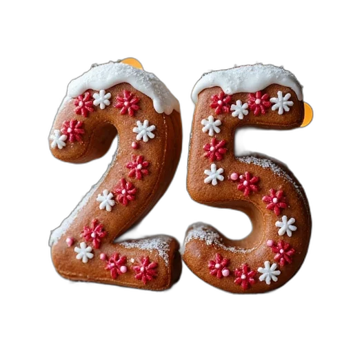 3d render, gingerbread, calendar, numbers transparent PNG cut-out