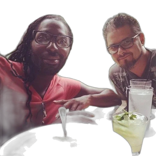 two, men, sit, table transparent PNG cut-out