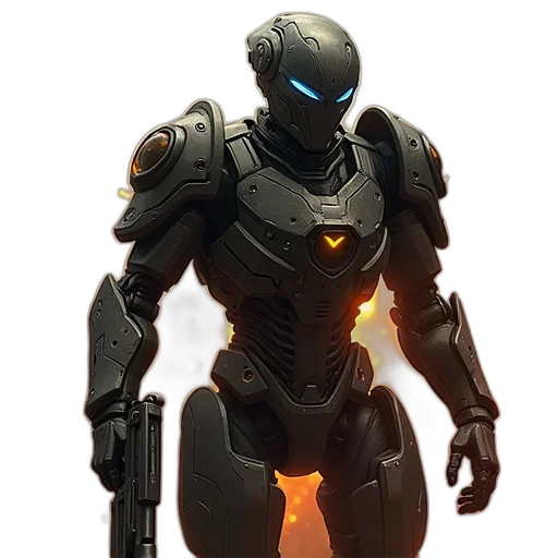 robot, weapon, concept art, 3d render transparent PNG cut-out