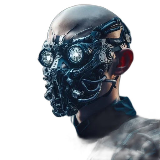 robot, mask, face, cyberpunk transparent PNG cut-out
