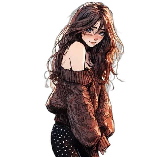 jacket, dress, watercolor, comic book art transparent PNG cut-out