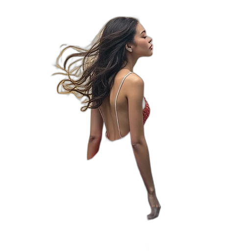 hair, dress, creature, staff transparent PNG cut-out
