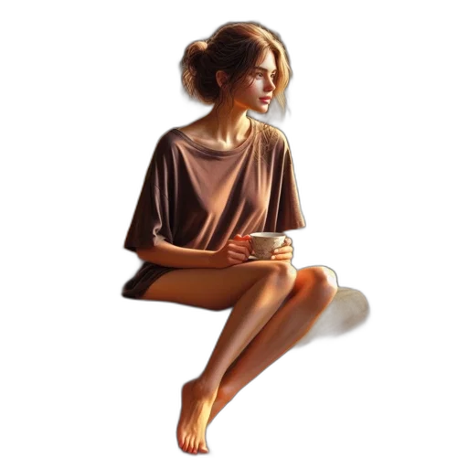 dress, jewelry, staff, photorealistic transparent PNG cut-out