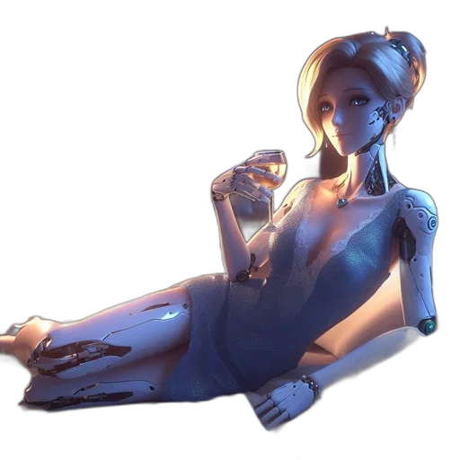 robot, dress, staff, bottle transparent PNG cut-out