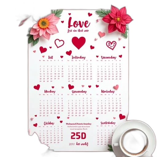 digital, calendar, valentine, day transparent PNG cut-out