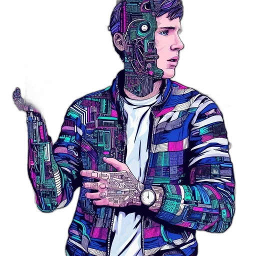 jacket, face, robot, cartoon transparent PNG cut-out