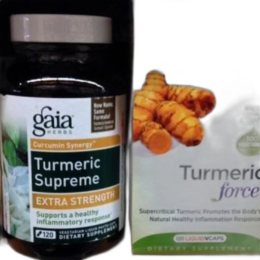 two, bottles, turmeric, supplements transparent PNG cut-out