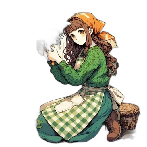 dress, staff, hat, pixel art transparent PNG cut-out