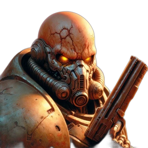 robot, face, mask, weapon transparent PNG cut-out