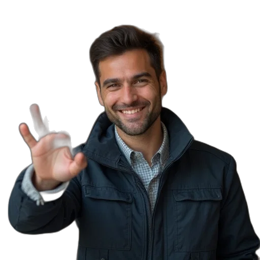jacket, staff, face, hair transparent PNG cut-out
