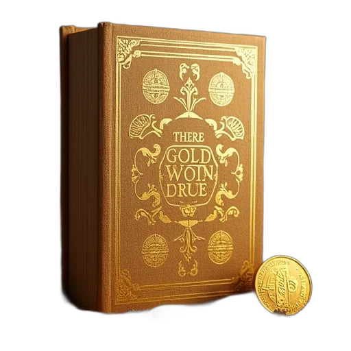 golden, book, cover, showing transparent PNG cut-out