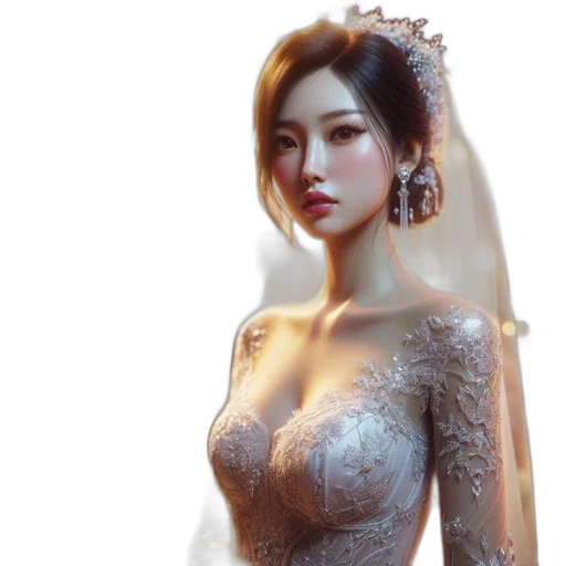 dress, jewelry, crown, 3d render transparent PNG cut-out