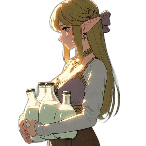 dress, bottle, staff, crown transparent PNG cut-out