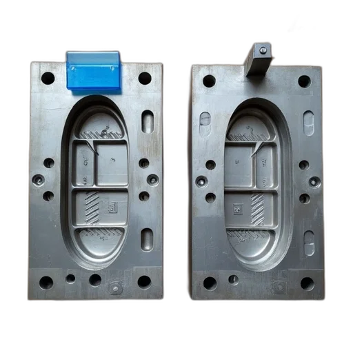 two, identical, metal, molds transparent PNG cut-out