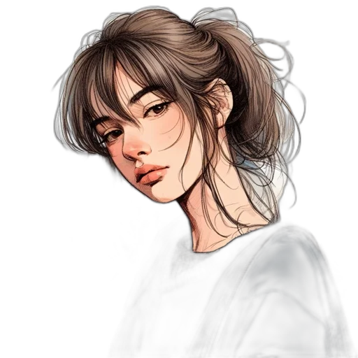 face, hair, photorealistic, watercolor transparent PNG cut-out