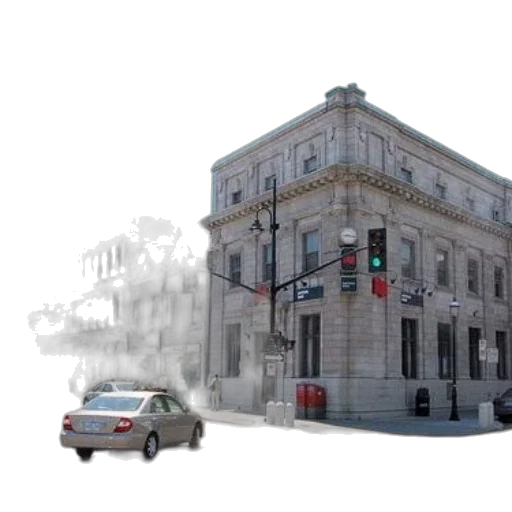 building, car, 3d render, photorealistic transparent PNG cut-out