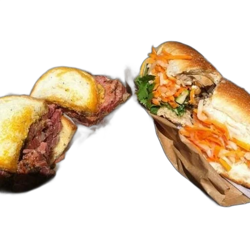 food, two, sandwiches, paper transparent PNG cut-out