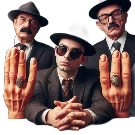 concept art, three, formally-attired, individuals transparent PNG cut-out