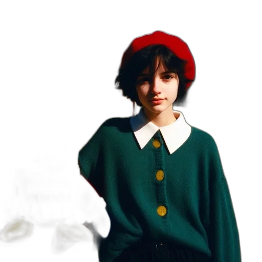jacket, dress, hat, face transparent PNG cut-out