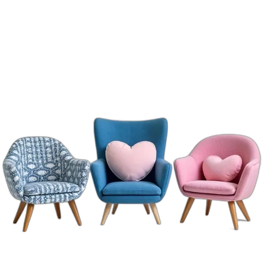 furniture, 3d render, photorealistic, pastel transparent PNG cut-out