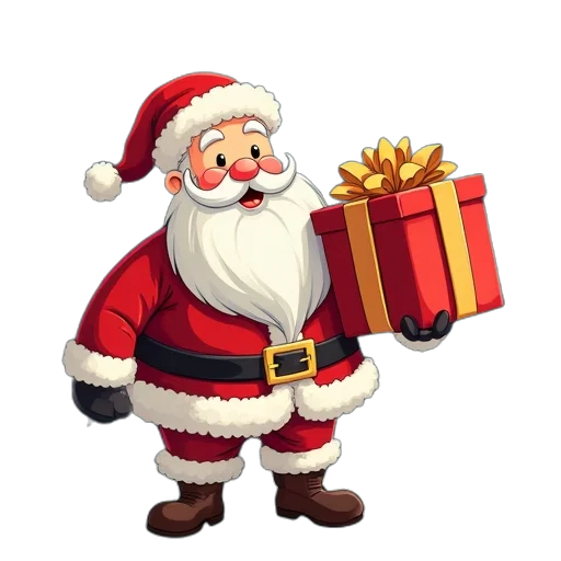 3d render, cartoon, santa, claus transparent PNG cut-out