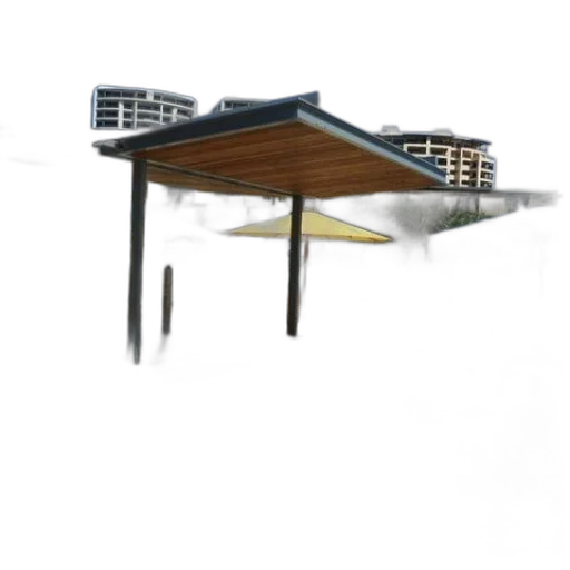 furniture, building, umbrella, 3d render transparent PNG cut-out